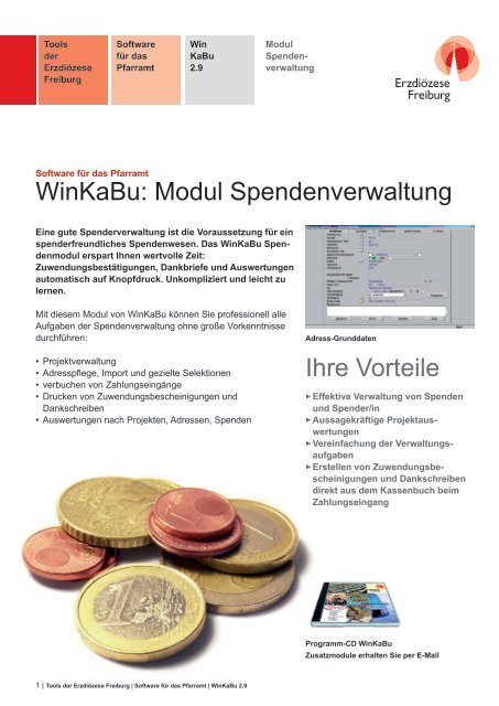 Software für das Pfarramt | WinKaBu: Modul Spendenverwaltung