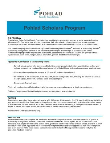 Pohlad Scholars Program - Scholarship Management Services