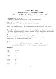 MA3202, Fall 2012 Introduction to Coding Theory