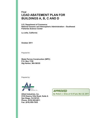 LEAD ABATEMENT PLAN FOR BUILDINGS A, B, C AND D - WPC