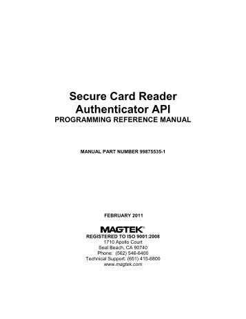 Secure Card Reader Authenticator API PROGRAMMING ... - MagTek
