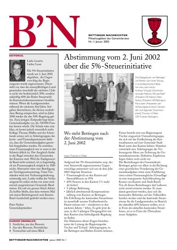 b'nbettinger nachrichten - Bettingen