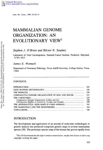 Mammalian Genome Organization - Theodosius Dobzhansky ...