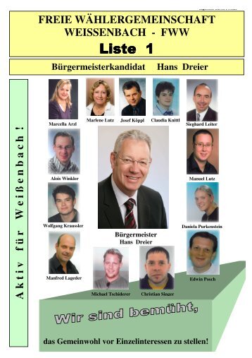 Liste 1 - Gemeinde WeiÃenbach am Lech