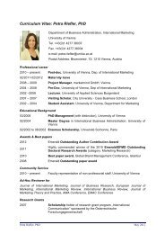 Curriculum Vitae: Petra Riefler, PhD - Chair of International Marketing