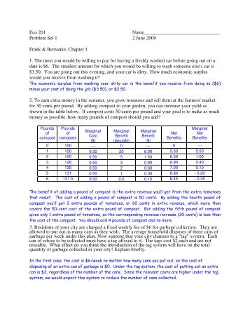 Answers to Problem Set 1