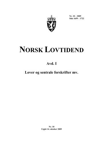 NORSK LOVTIDEND Avd. I Lover og sentrale forskrifter mv. - Lovdata