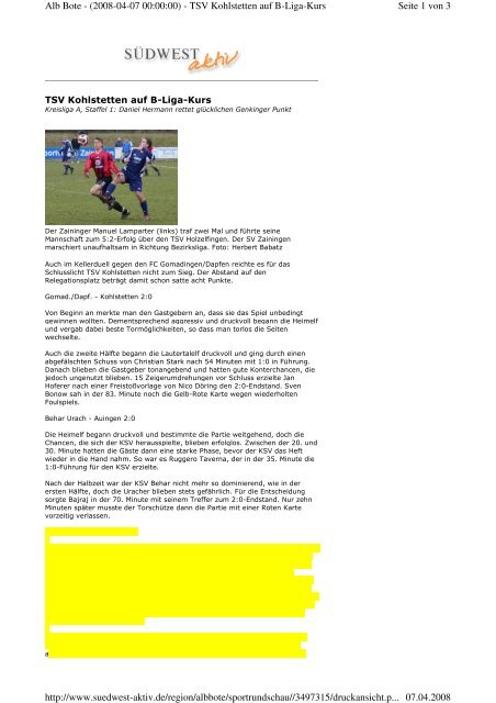 Seite 1 von 3 Alb Bote - (2008-04-07 00:00:00) - TSV Kohlstetten auf ...