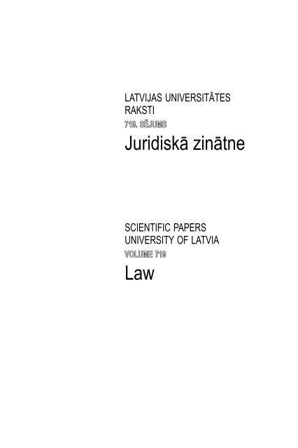 JuridiskÄ zinÄ tne Law - Latvijas UniversitÄ te