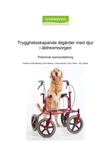 Trygghetsskapande Ã¥tgÃ¤rder med djur i Ã¤ldreomsorgen - Vinnova