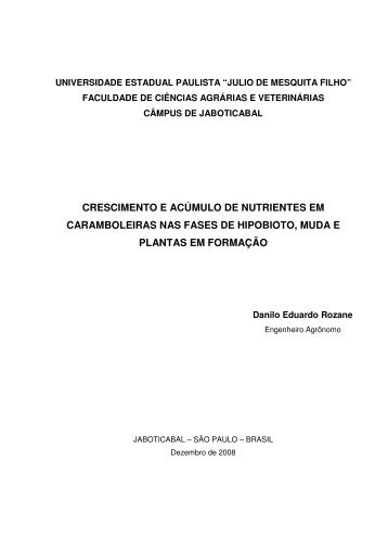 crescimento e acÃƒÂºmulo de nutrientes em caramboleiras nas ... - Unesp