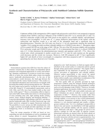 Synthesis and Characterization of Poly (acrylic acid) Stabilized ...