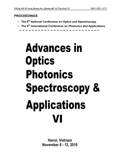 Nhng tin b trong Quang hc, Quang ph vÃ  ng dng VI ISSN 1859 - 4271