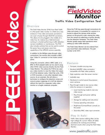 Peek Field Video Monitor Datasheet - Peek Traffic
