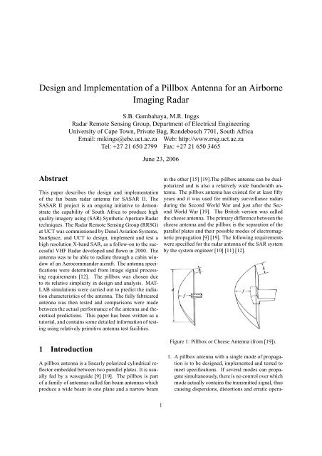 Design and Implementation of a Pillbox Antenna for an Airborne ...