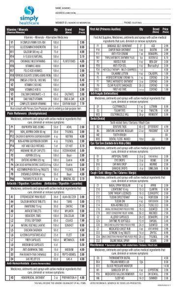 Qty Brand Price Vitamins - Simply Healthcare Plans