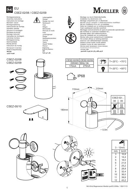 Vind- og regnsensor CSEZ-02/08 og CSEZ-02/08 - Moeller