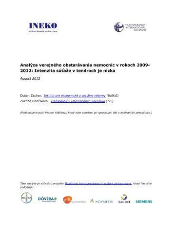 AnalÃ½za verejnÃ©ho obstarÃ¡vania nemocnÃ­c v rokoch 2009- 2012 ...
