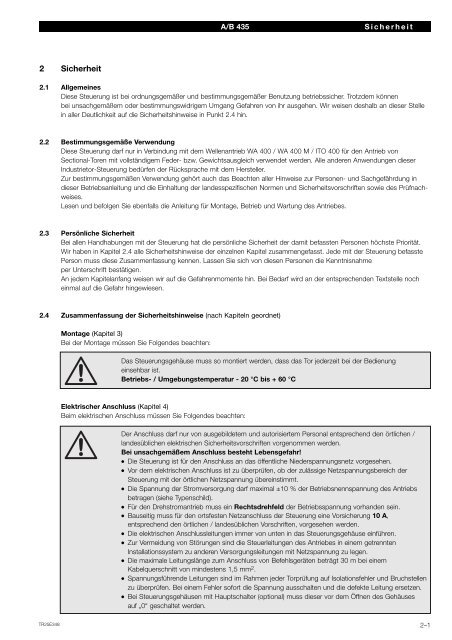 Steuerung Industrie-Sectionaltor A B435 - HÃ¶rmann