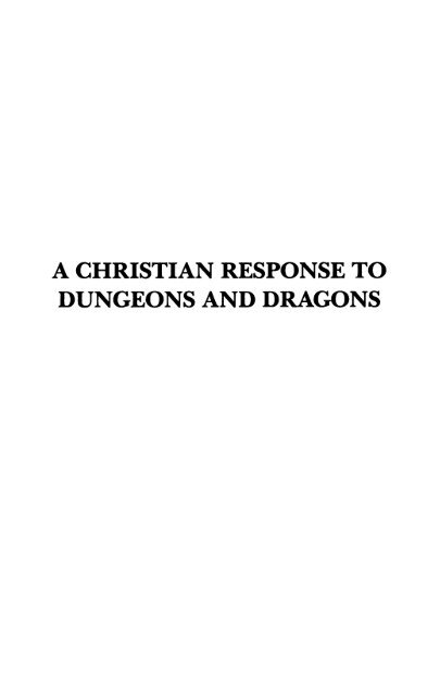 a christian response to dungeons and dragons - Gary North
