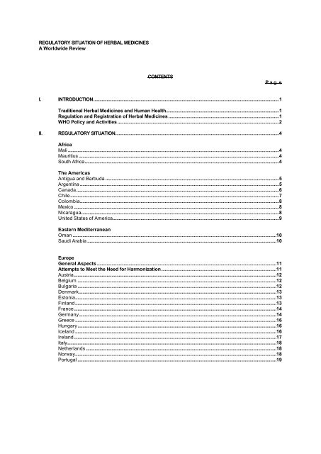 Regulatory Situation of Herbal Medicines A worldwide Review