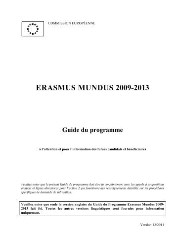 ERASMUS MUNDUS 2009-2013 Guide du programme - ORI
