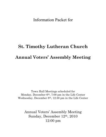 2011 BOD Candidate Bios - St. Timothy Lutheran Church