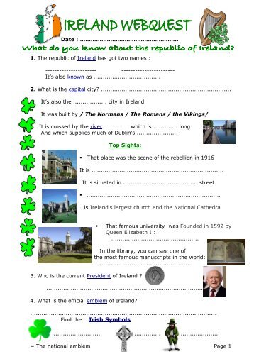 1. The republic of Ireland has got two names - Institution Notre Dame