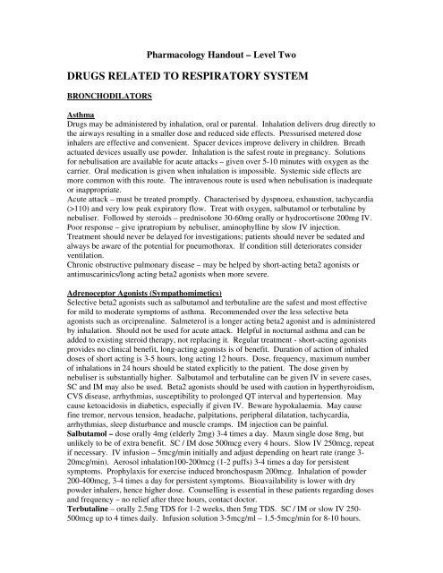 DRUGS RELATED TO RESPIRATORY SYSTEM