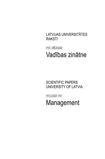 VadÄ«bas zinÄtne Management - Latvijas UniversitÄte