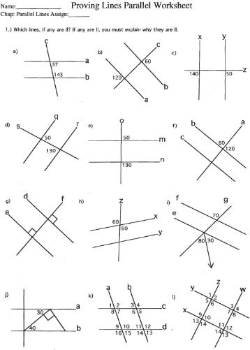 Proving Lines Parallel Worksheet Answers
