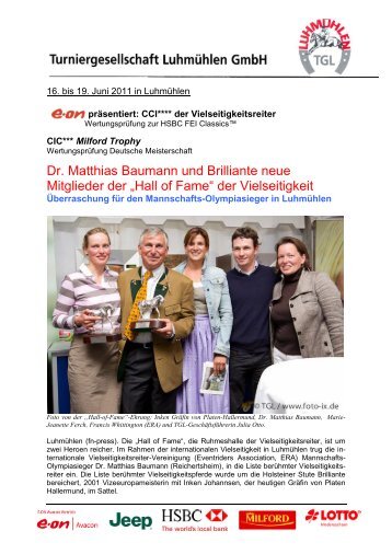 Dr. Matthias Baumann und Brilliante neue Mitglieder ... - Luhmühlen