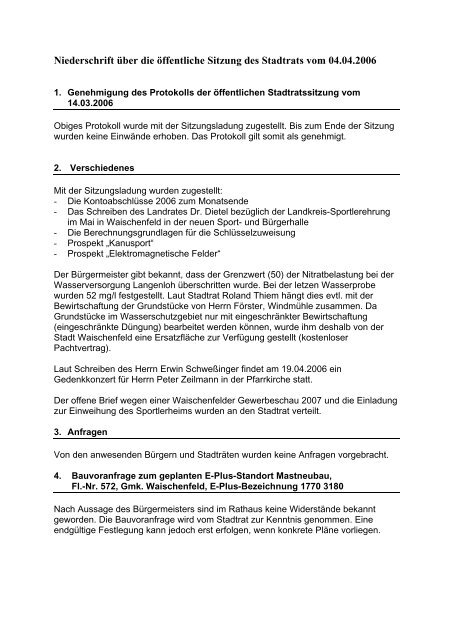 Sitzung 060404 Waischenfeld