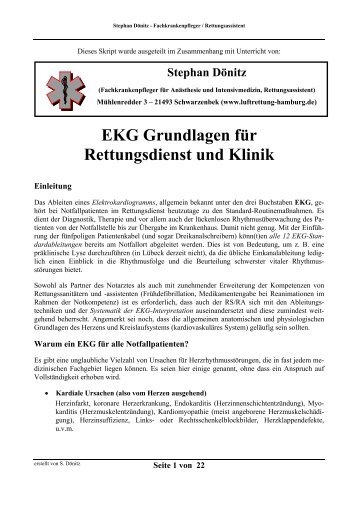 Das Elektrokardiogramm (EKG) - Luftrettung Hamburg