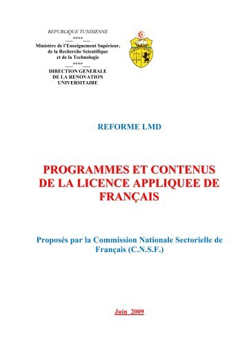 programmes et contenus de la licence appliquee de franÃ§ais