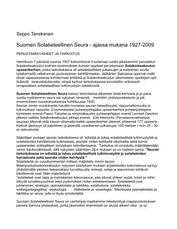 Suomen Sotatieteellinen Seura - ajassa mukana 1927-2009