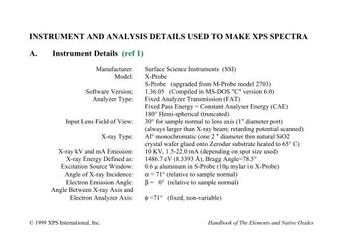Xps Database Pdf INSTRUMENT AND ANALYSIS D