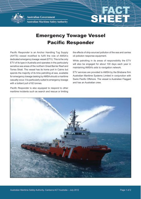 FACT SHEET - Australian Maritime Safety Authority