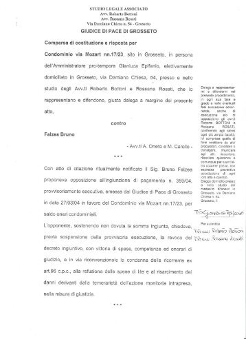 Comparsa di costituzione e risposta dell'avv ... - Bruno Falzea