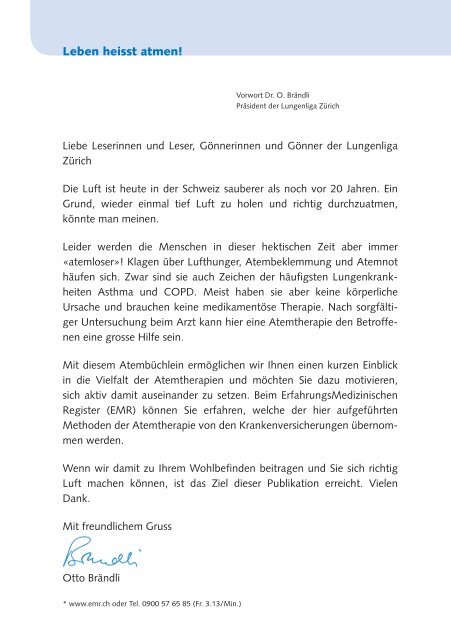 Leben heisst atmen - Lunge Zürich