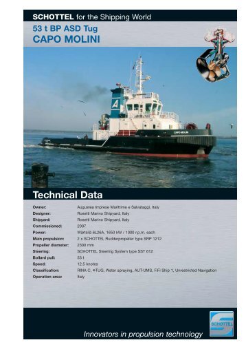 53 t BP ASD Tug CAPO MOLINI Technical Data - Schottel GmbH