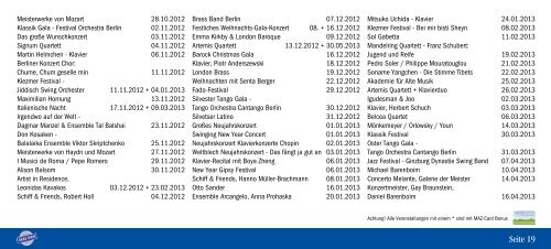 Veranstaltungskalender der Ticketeria - Märkische Allgemeine