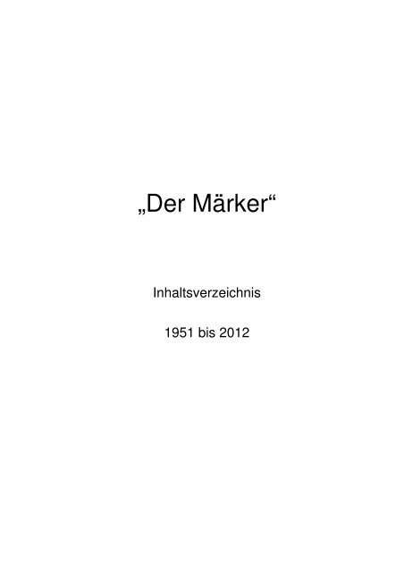 Inhaltsverzeichnis Märker Juni 2012 - Märkischer Kreis