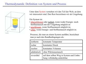 Thermodynamik: Definition von System und Prozess