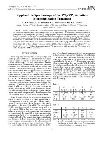 Doppler-Free Spectroscopy of the 51S0â€“53P1 Strontium ...