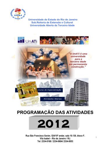 arquivo em pdf da programaÃ§Ã£o das atividades 2012 - UnATI - Uerj