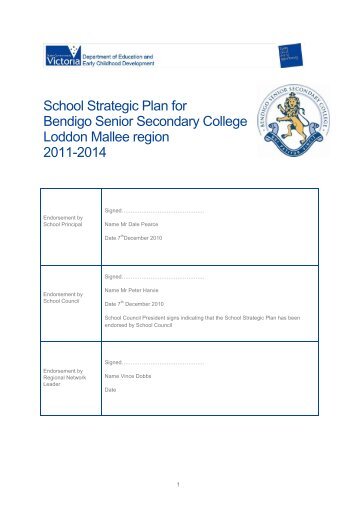 School Strategic Plan for Bendigo Senior Secondary College ...