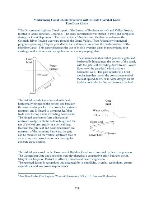 Modernizing Canal Check Structures with BI-Fold Overshot Gates