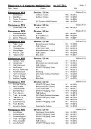 Platzierung 5 km - Sparkassen-Laufcup