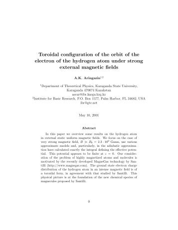 Toroidal configuration of the orbit of the electron of the hydrogen ...